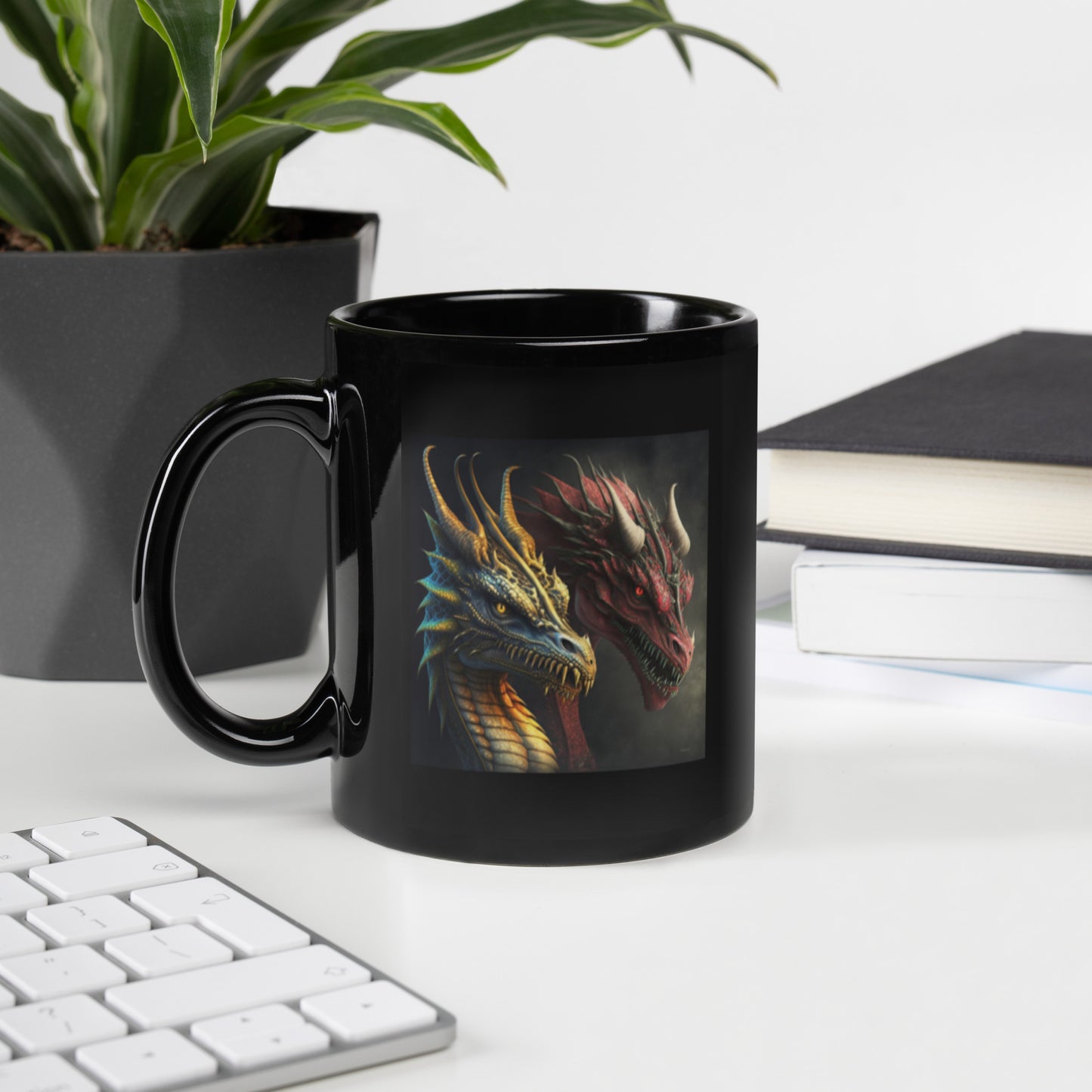 Double Dragon Black Coffee Mug