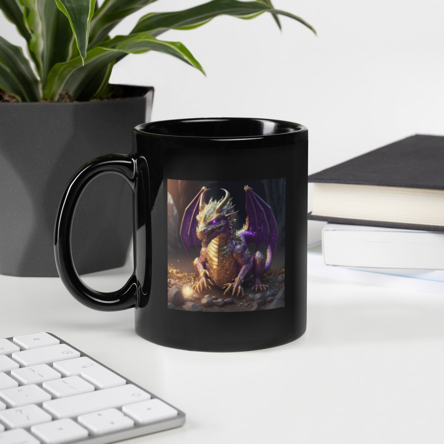 Baby Dragon Black Coffee Mug