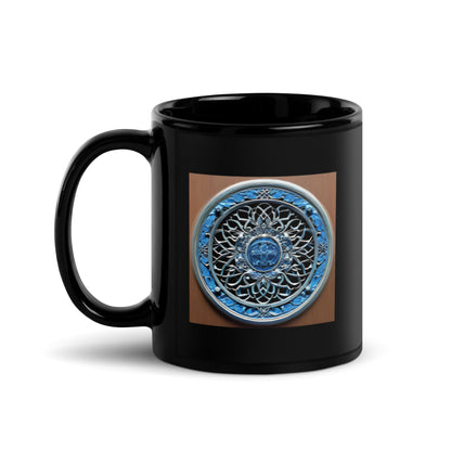 Blue Celtic Design Black Coffee Mug