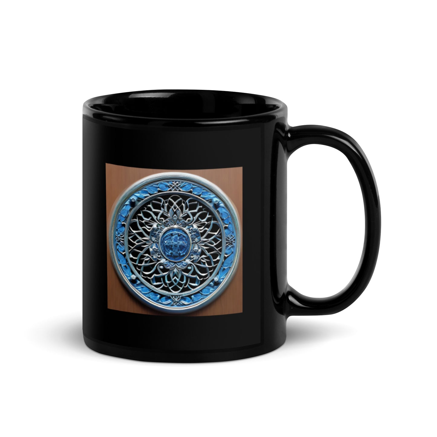 Blue Celtic Design Black Coffee Mug