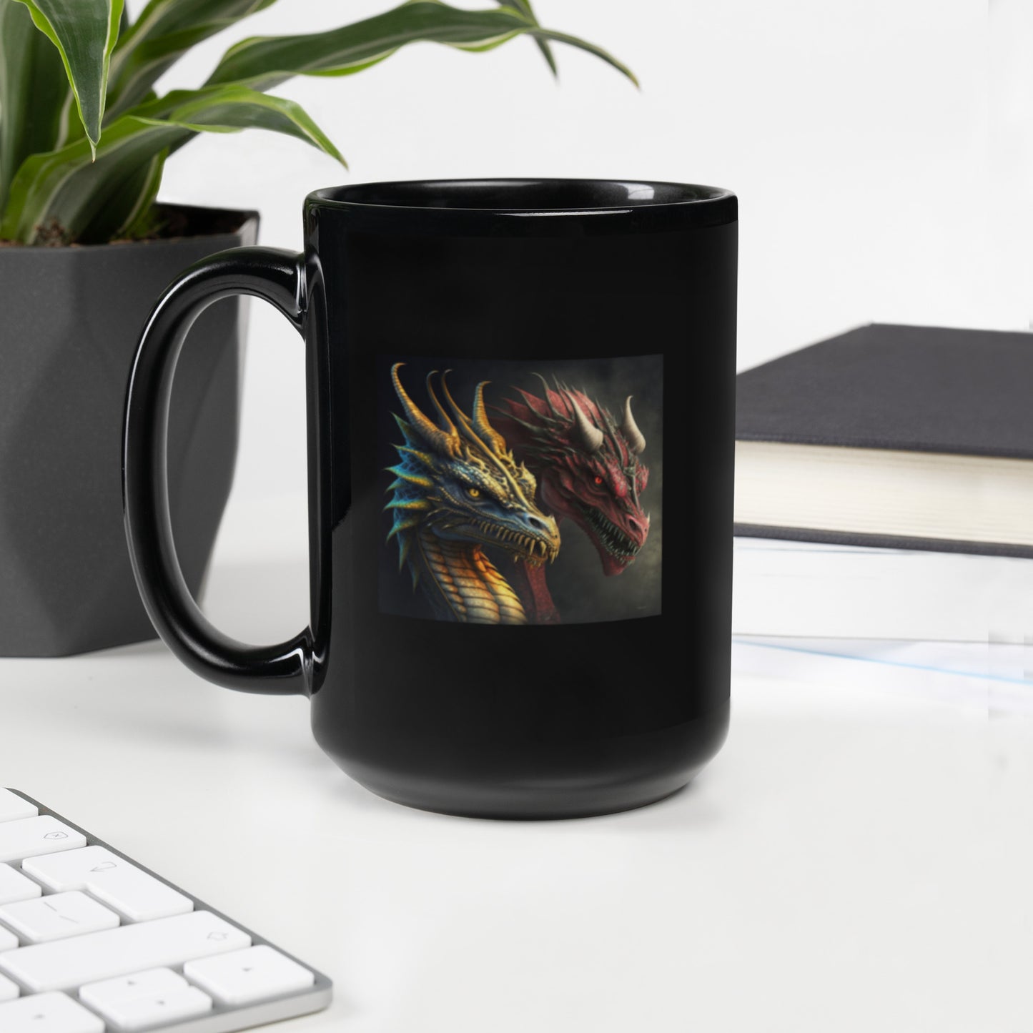 Double Dragon Black Coffee Mug