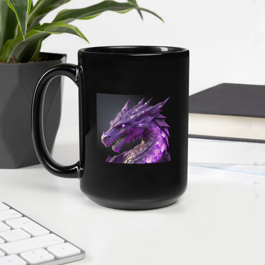 Purple Diamond Dragon Black Coffee Mug