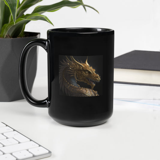 Golden Celtic Dragon Black Coffee Mug