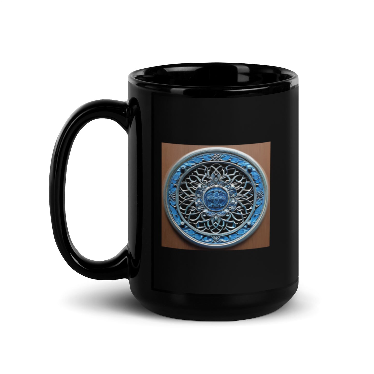 Blue Celtic Design Black Coffee Mug