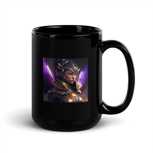 Warrior Princess Black Coffee Mug