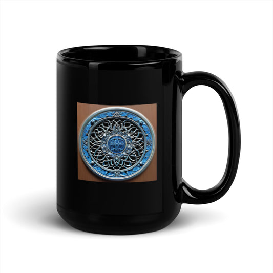 Blue Celtic Design Black Coffee Mug