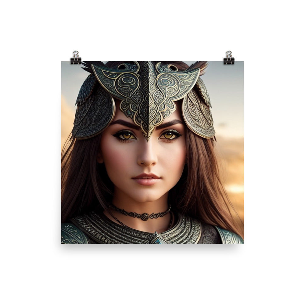 Beautiful Owl Warrior Princess Photo Paper Poster #1