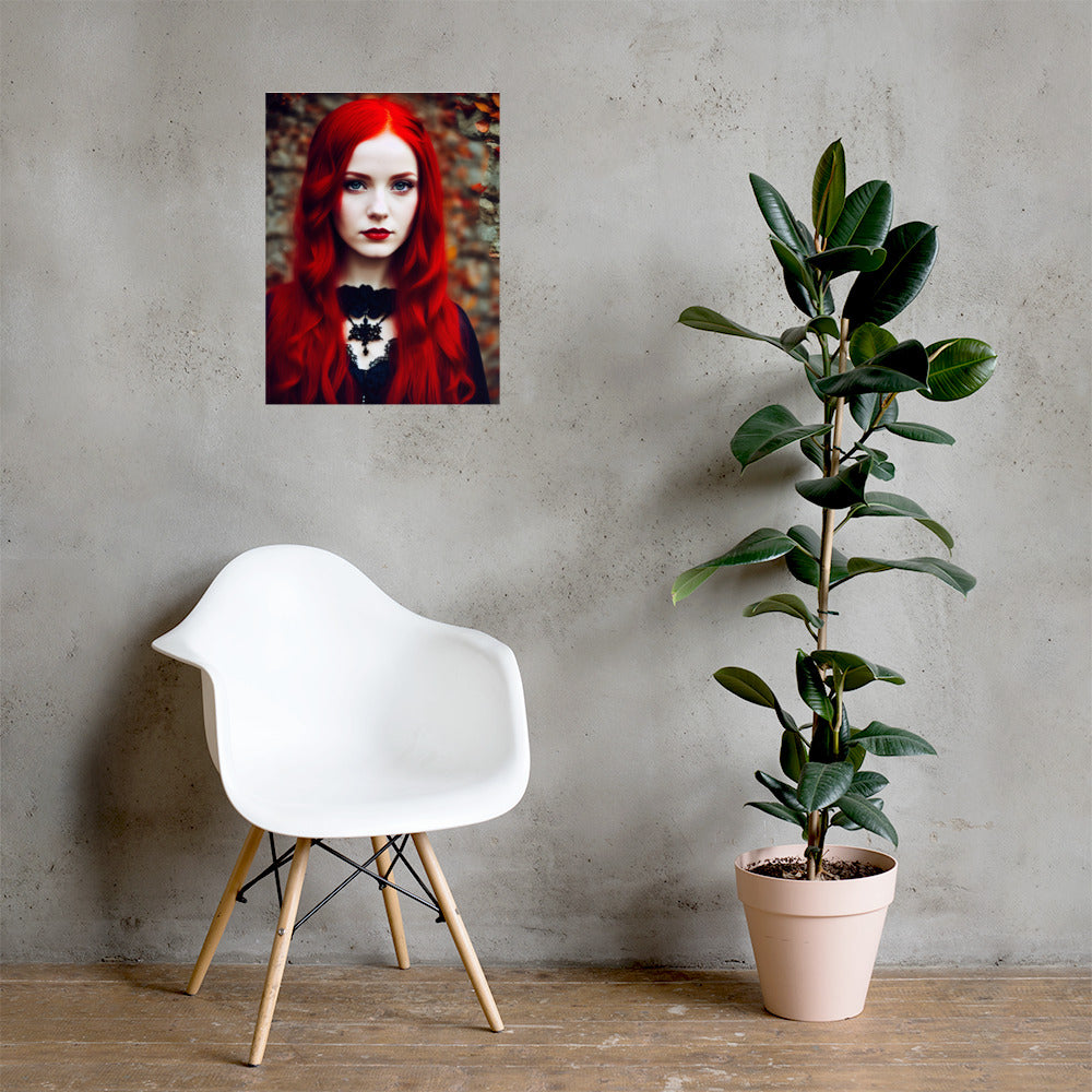 Stunning Beautiful Red Haired Goth Princess Photo Paper Poster #1