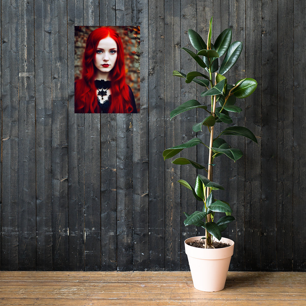 Stunning Beautiful Red Haired Goth Princess Photo Paper Poster #1