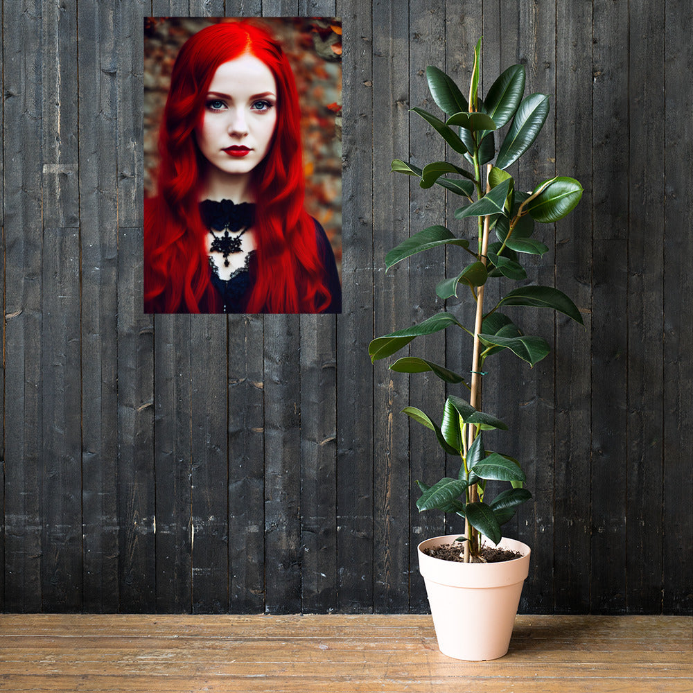 Stunning Beautiful Red Haired Goth Princess Photo Paper Poster #1