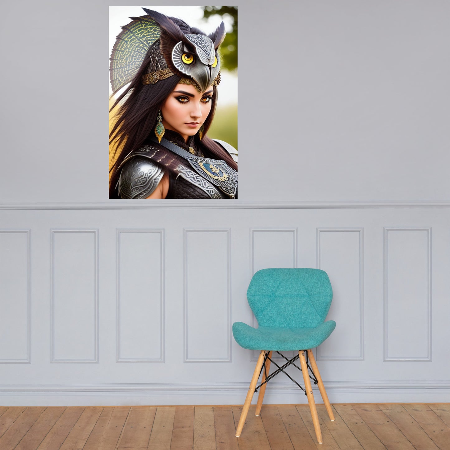 Stunning Beautiful Celtic Owl Warrior Princess Photo Paper Poster #1