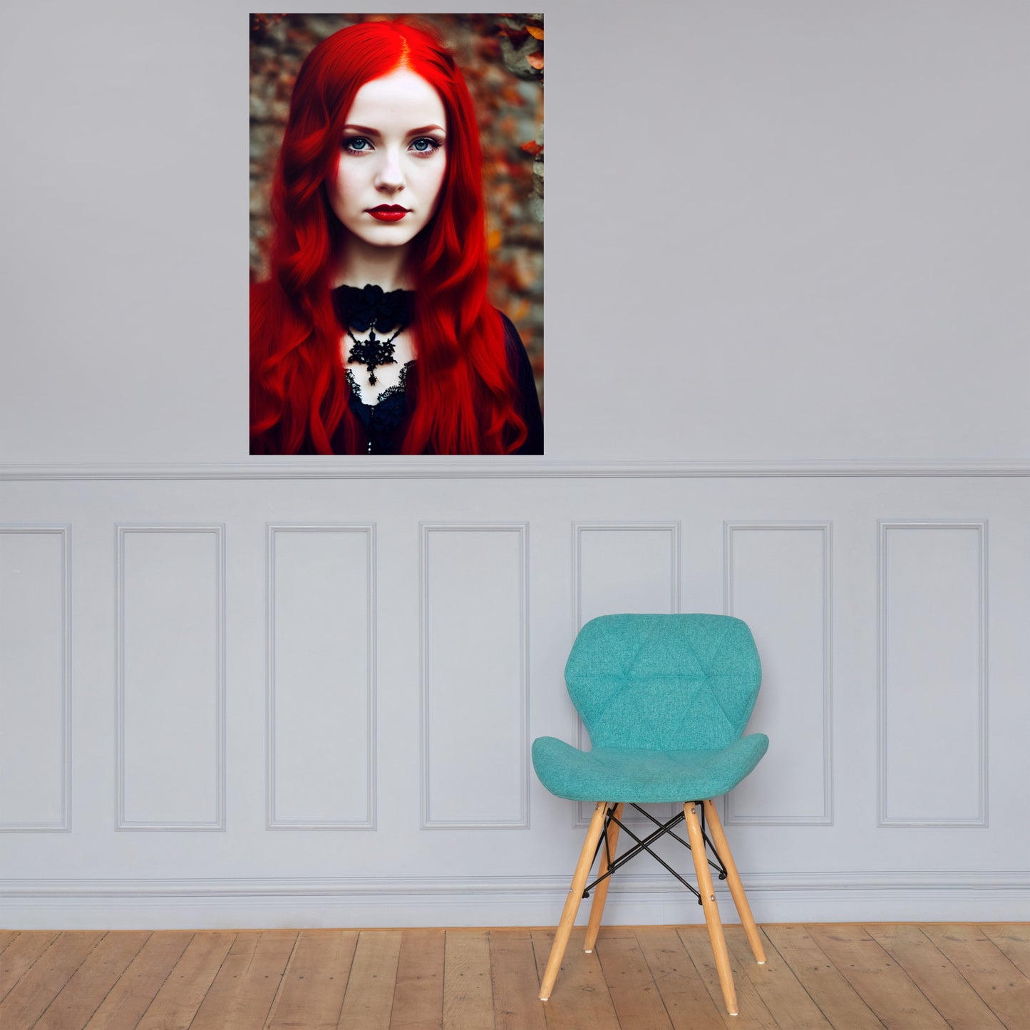 Stunning Beautiful Red Haired Goth Princess Photo Paper Poster #1