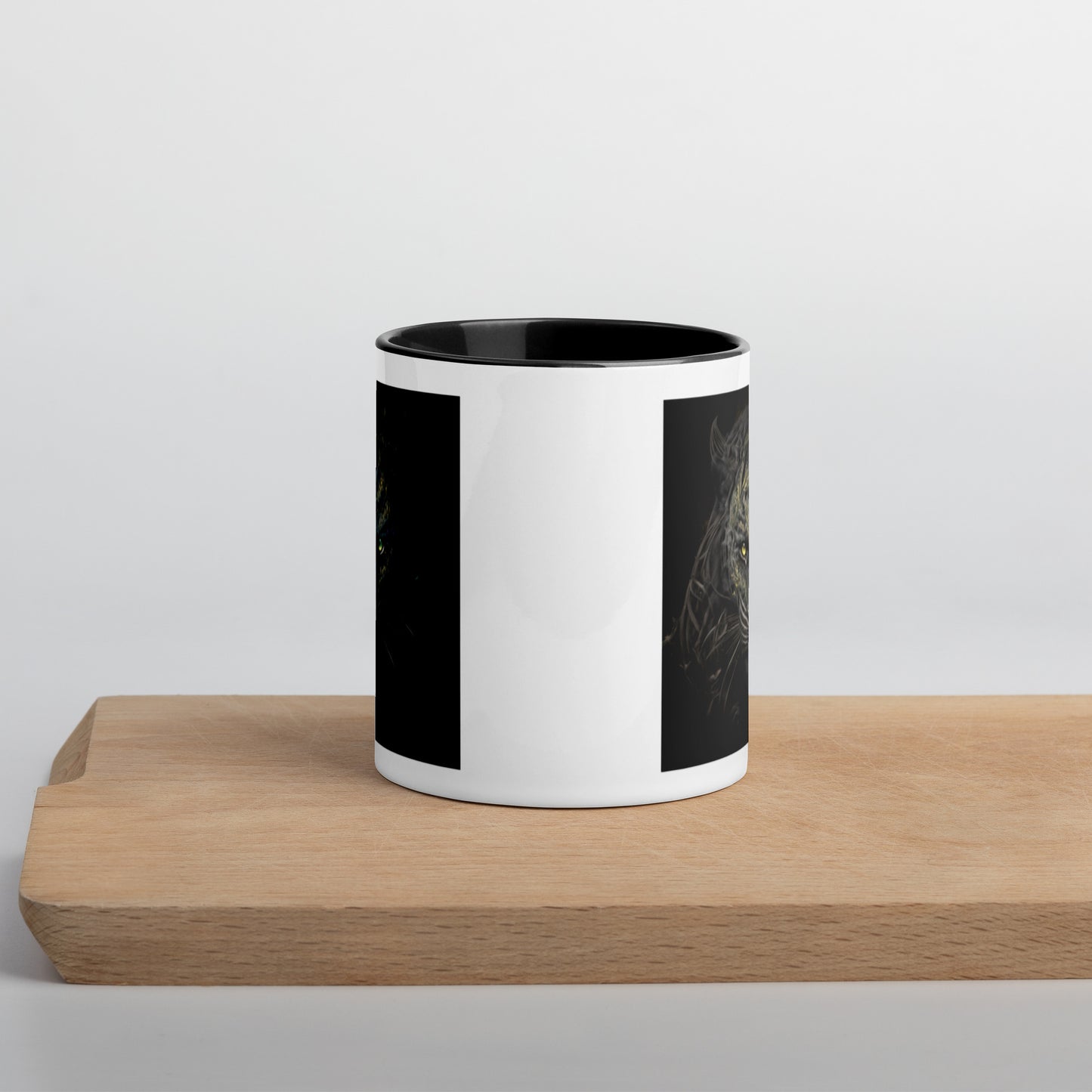 Black Tiger Mugs with Color Inside