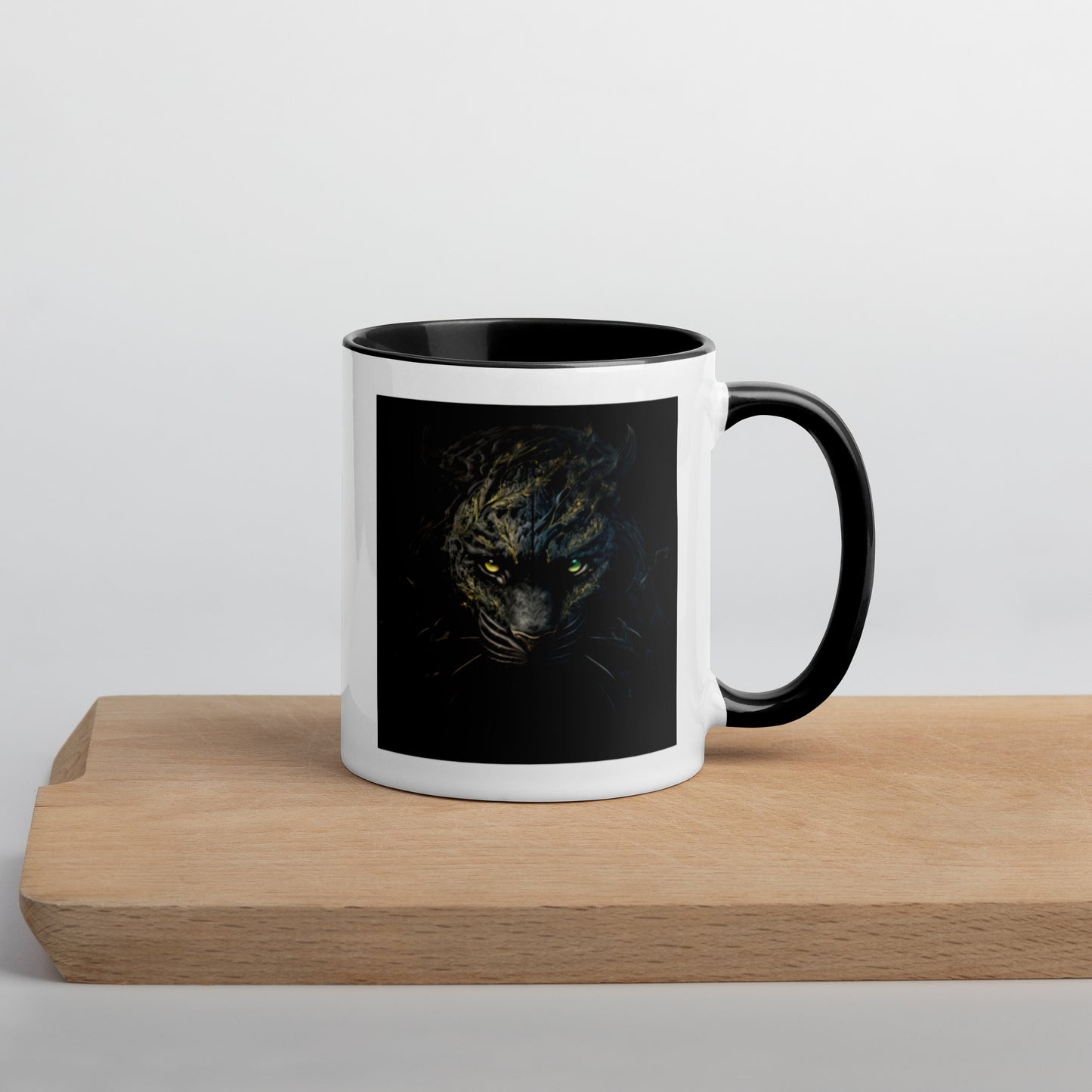 Black Tiger Mugs with Color Inside