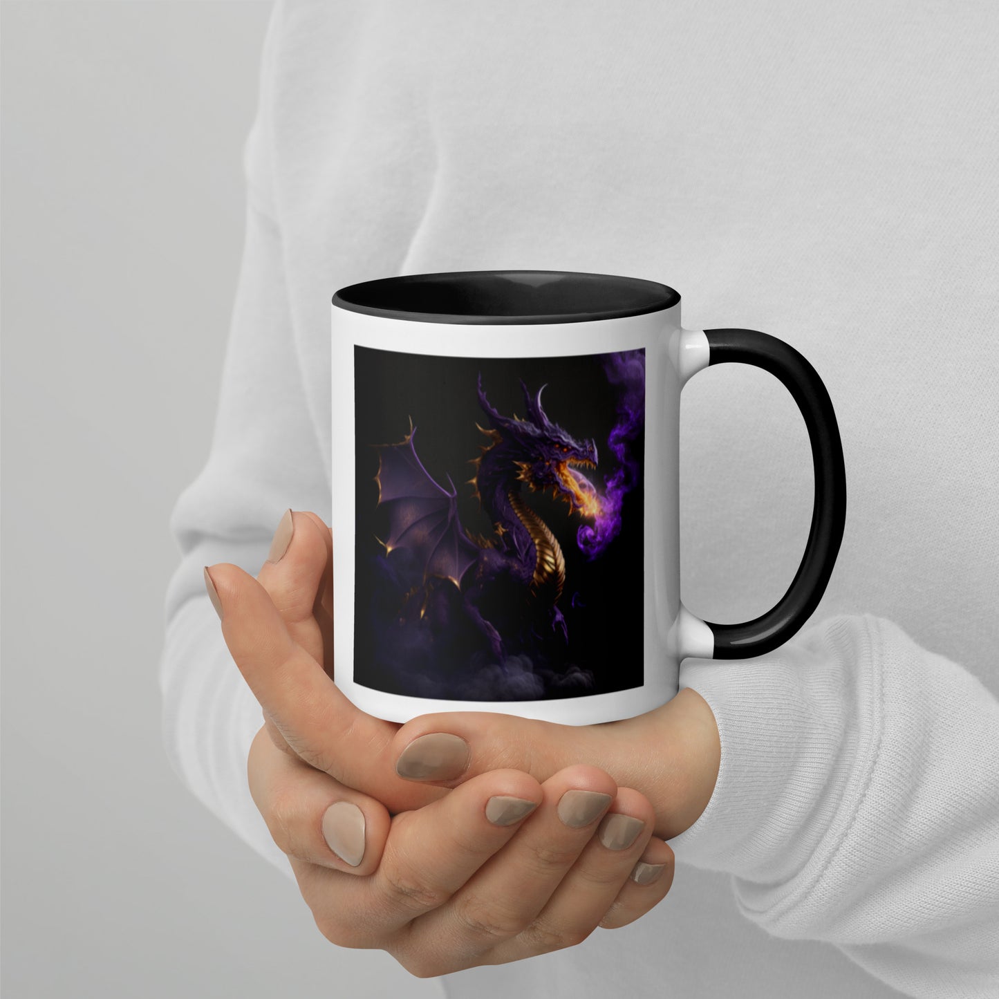 Purple Fire Breathing Dragon Coffee Mug With Color Inside