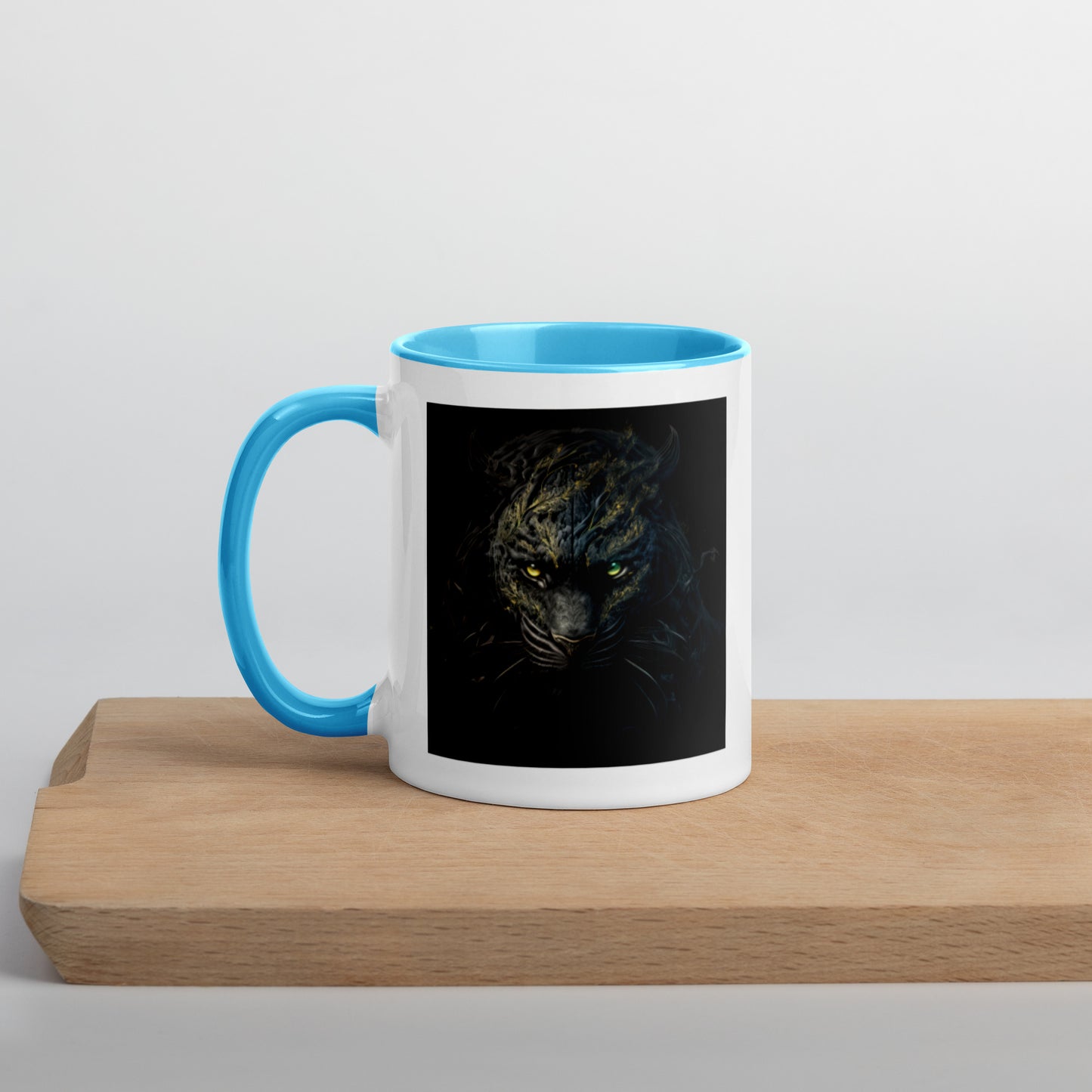 Black Tiger Mugs with Color Inside