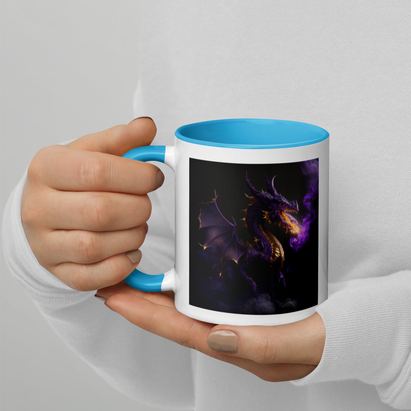 Purple Fire Breathing Dragon Coffee Mug With Color Inside