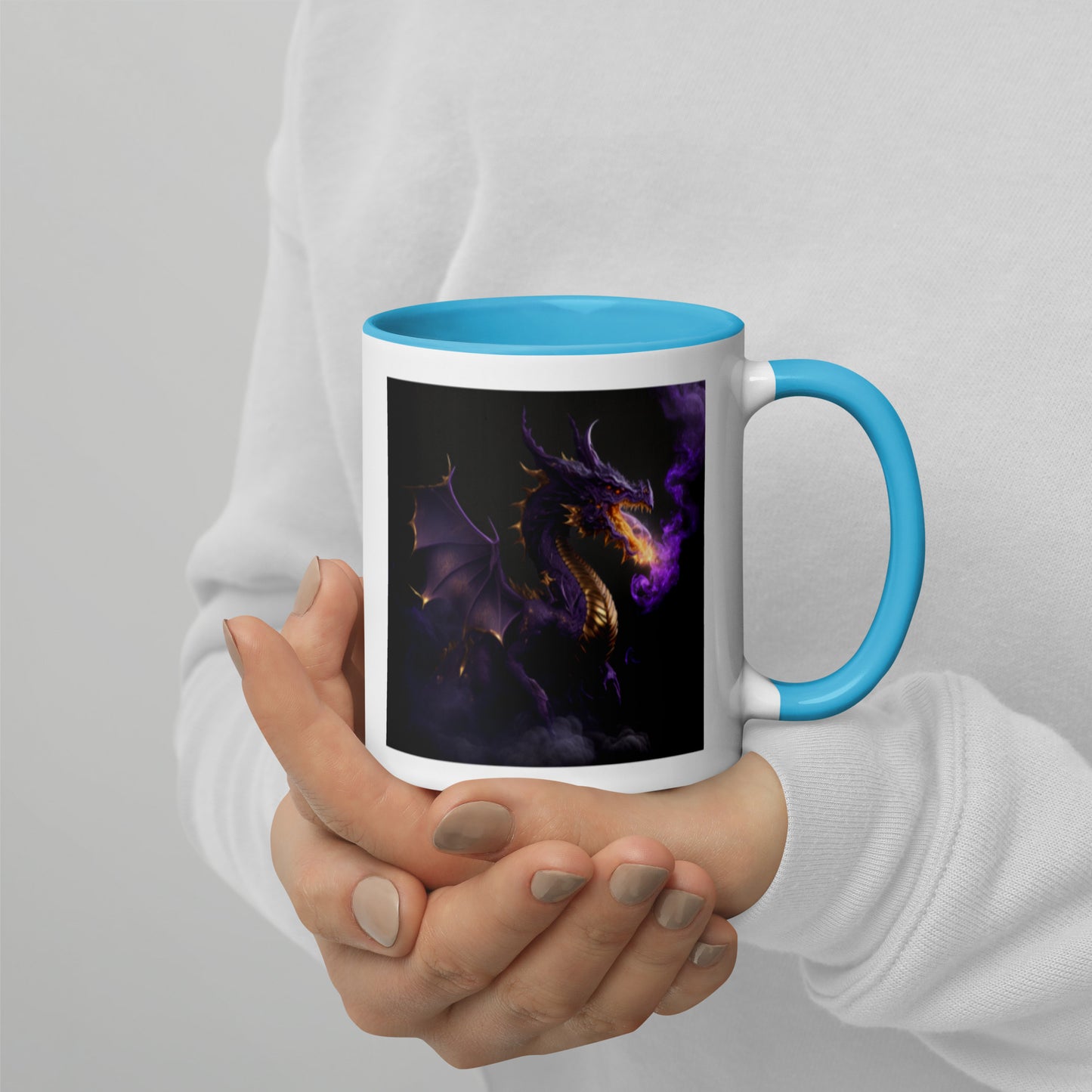 Purple Fire Breathing Dragon Coffee Mug With Color Inside