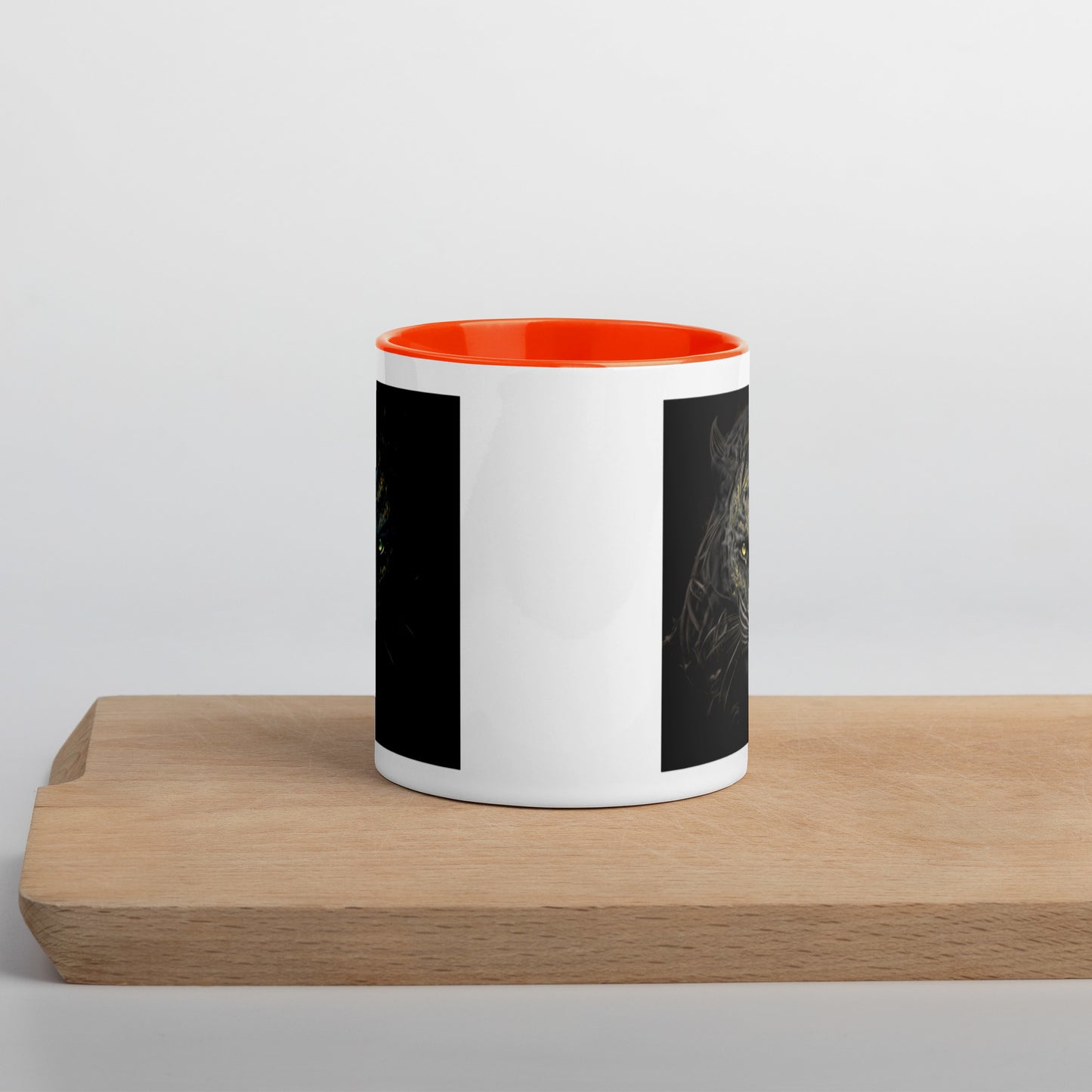 Black Tiger Mugs with Color Inside