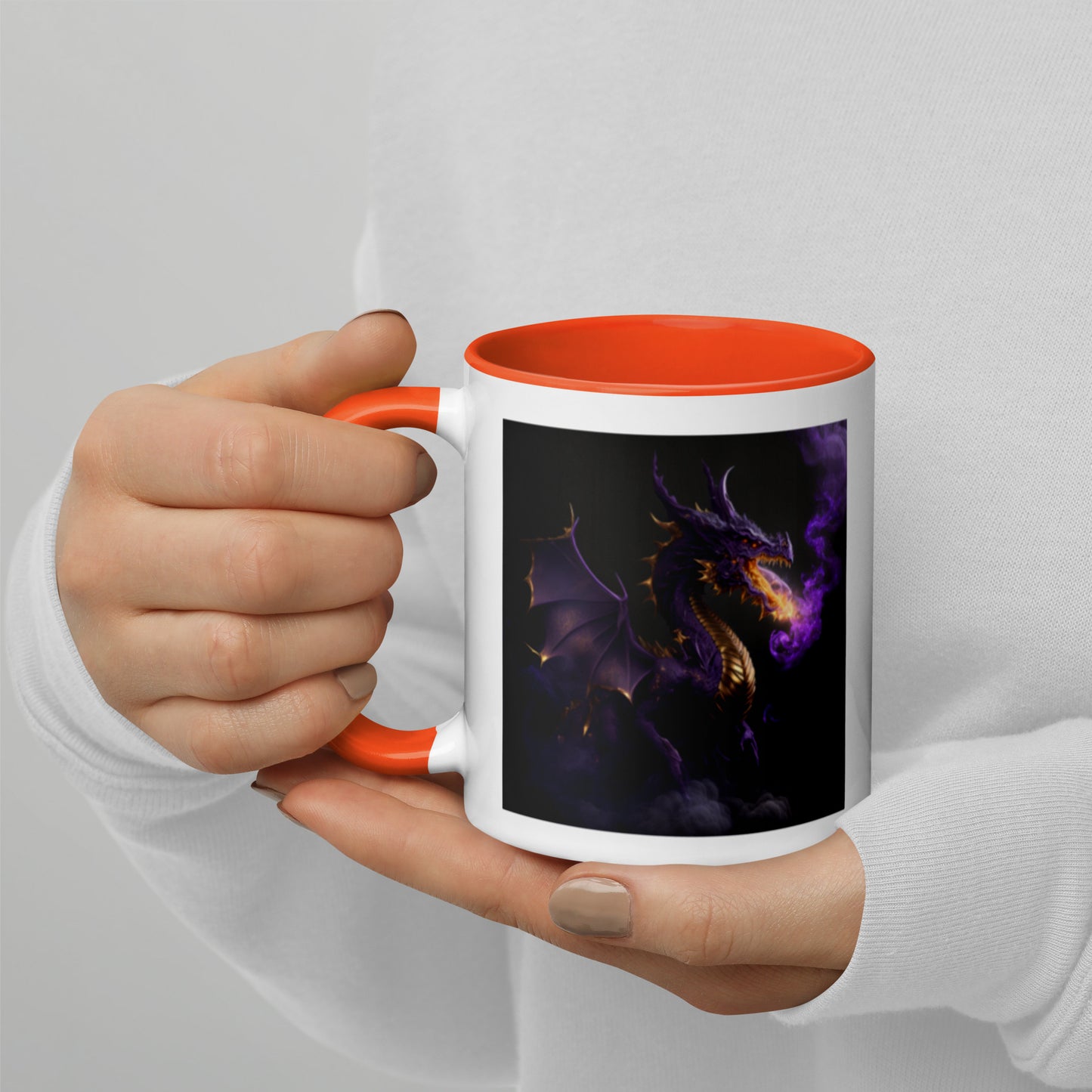 Purple Fire Breathing Dragon Coffee Mug With Color Inside