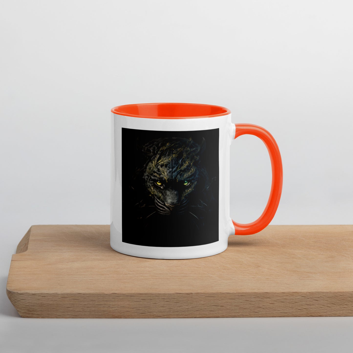 Black Tiger Mugs with Color Inside