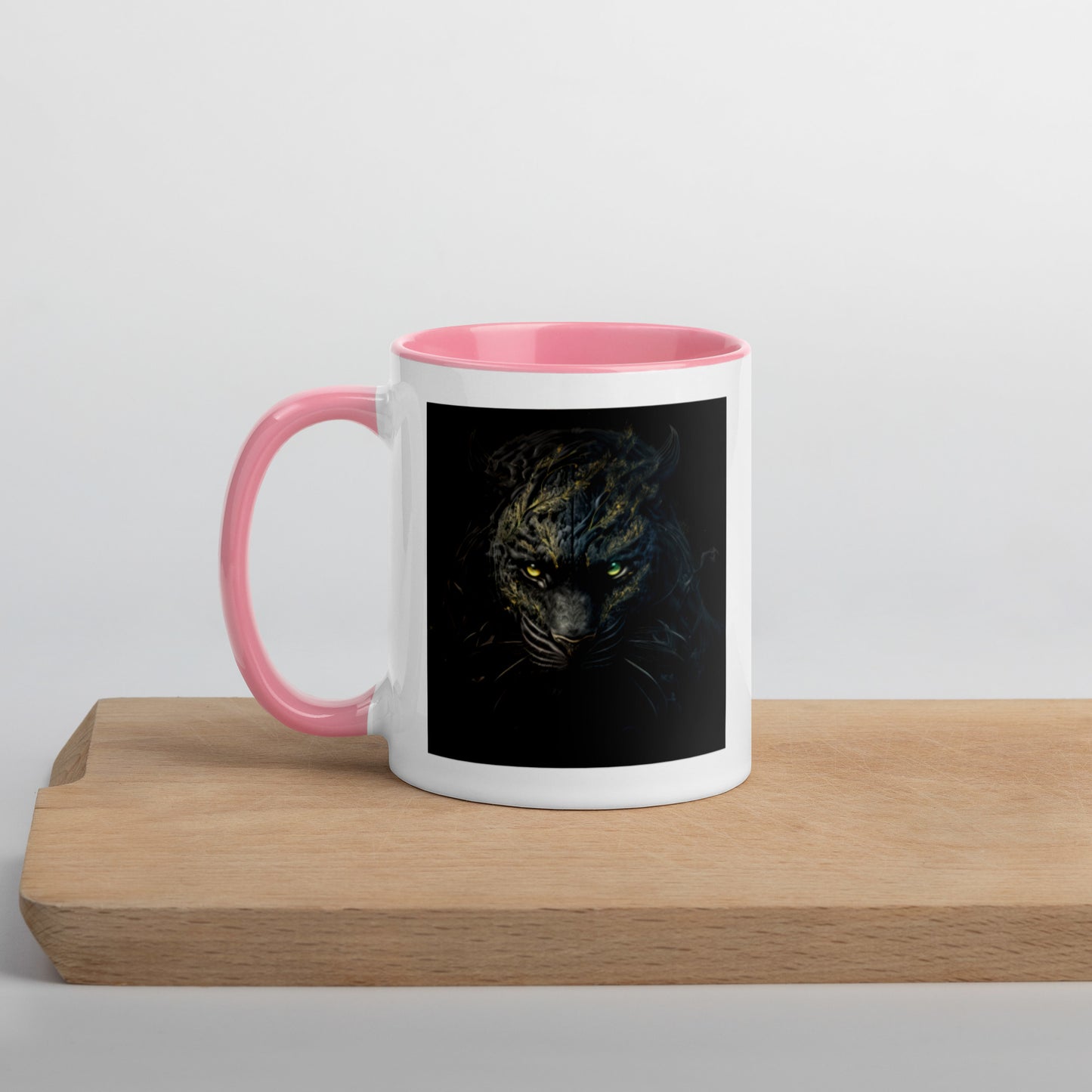 Black Tiger Mugs with Color Inside