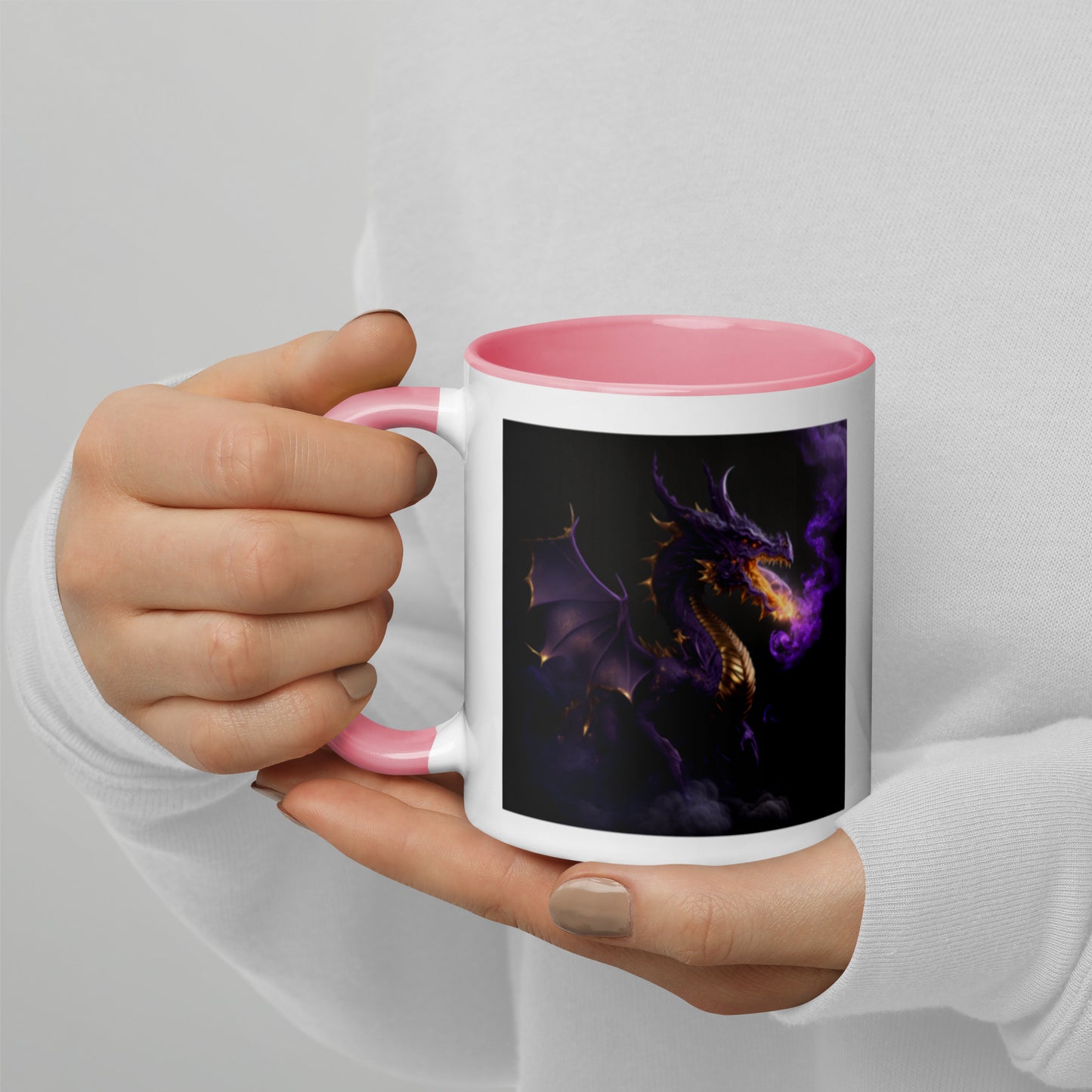 Purple Fire Breathing Dragon Coffee Mug With Color Inside