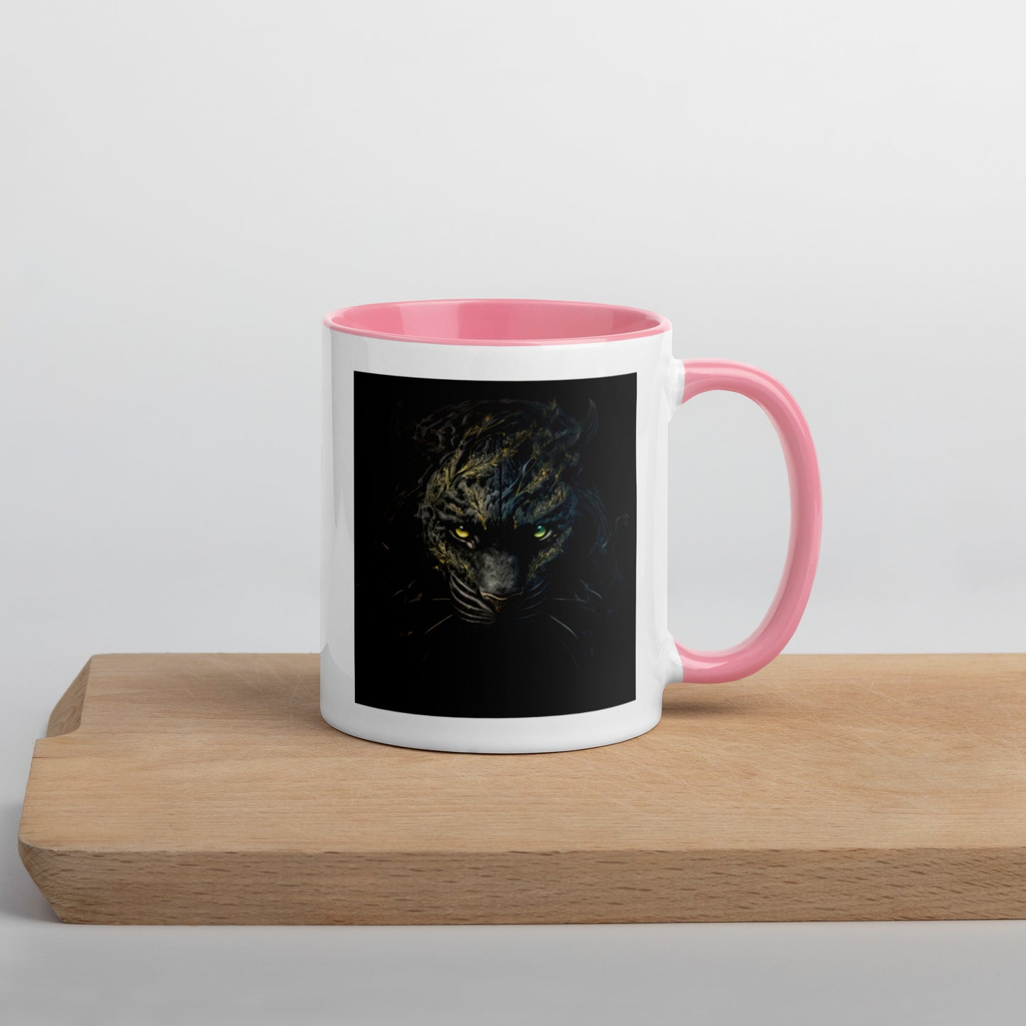 Black Tiger Mugs with Color Inside