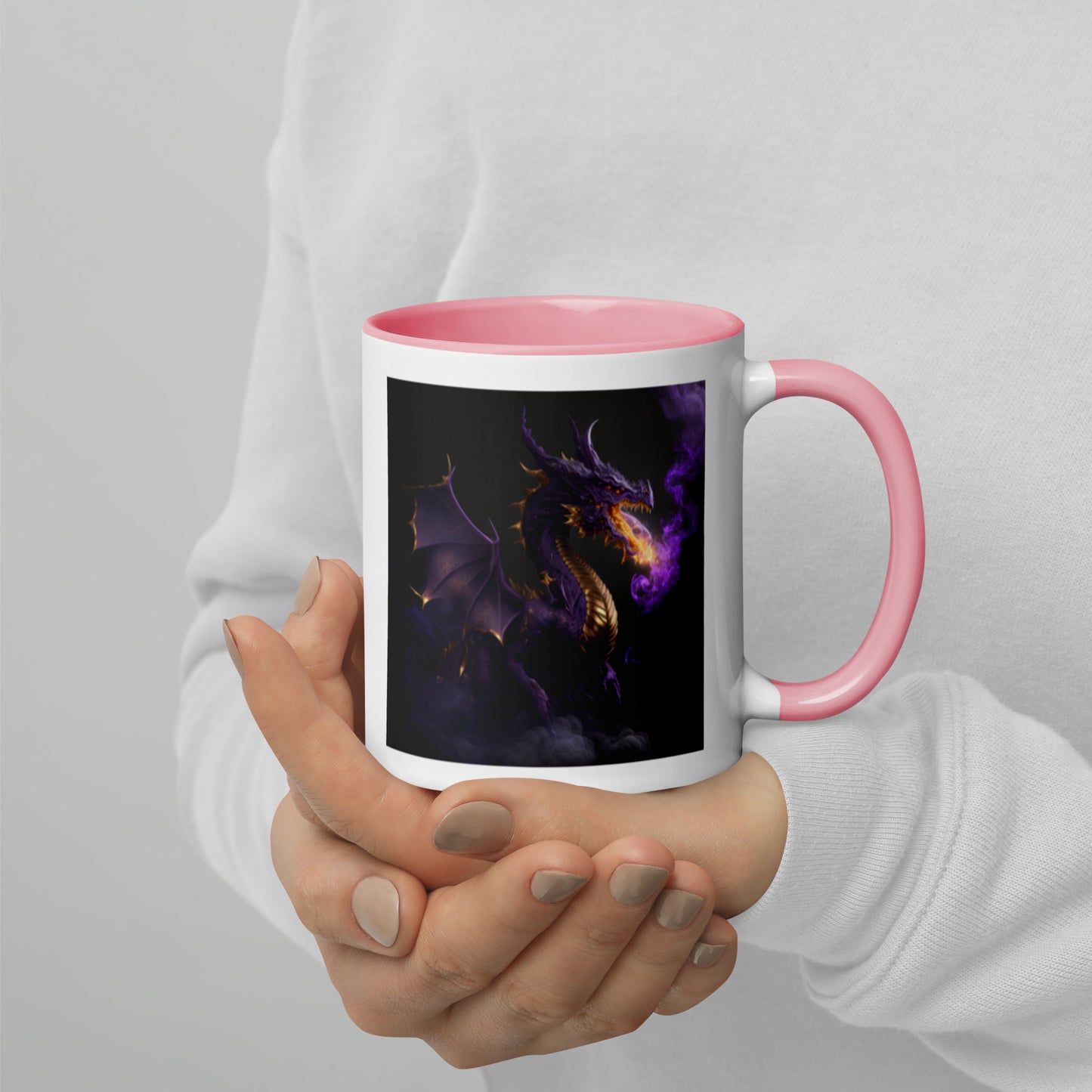 Purple Fire Breathing Dragon Coffee Mug With Color Inside