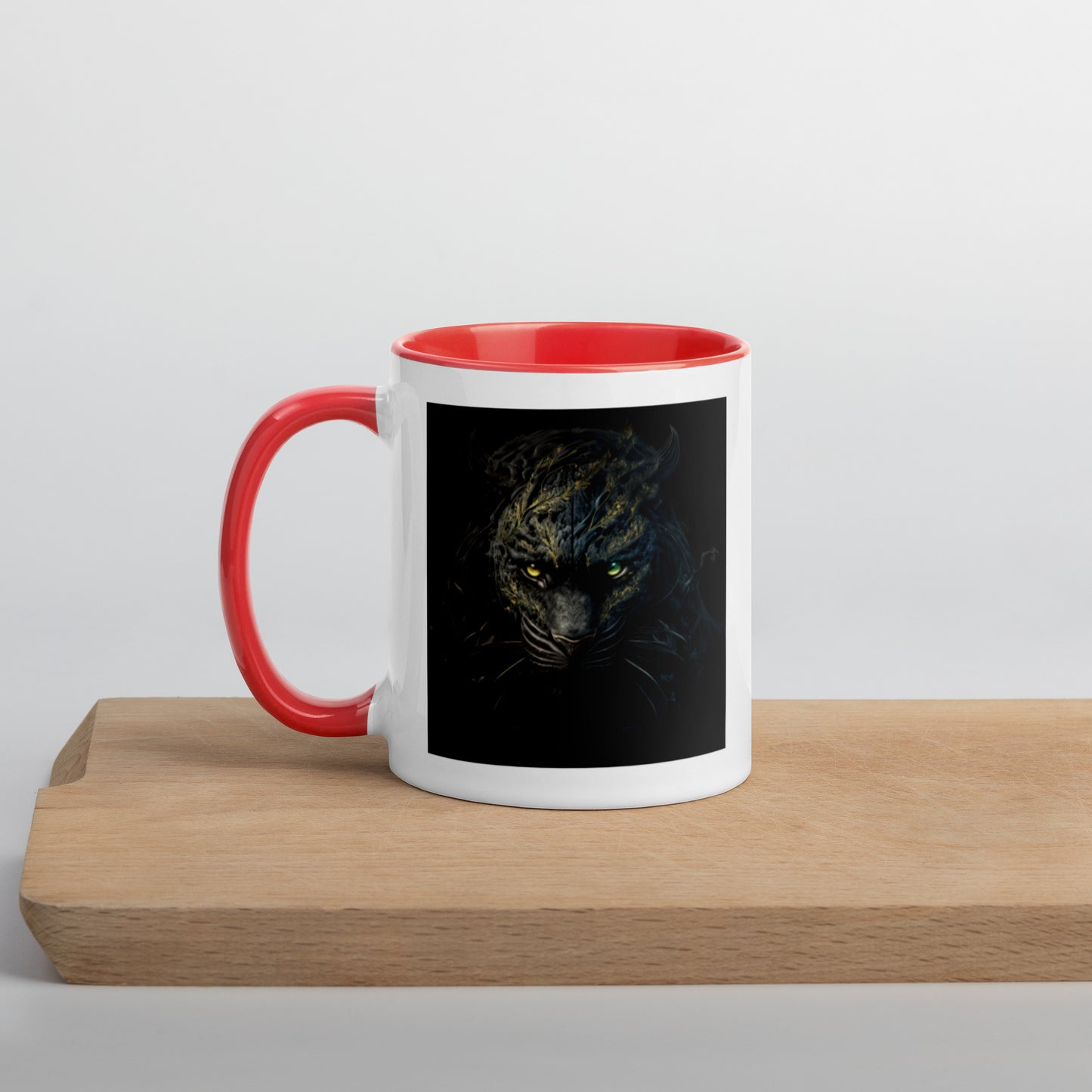 Black Tiger Mugs with Color Inside