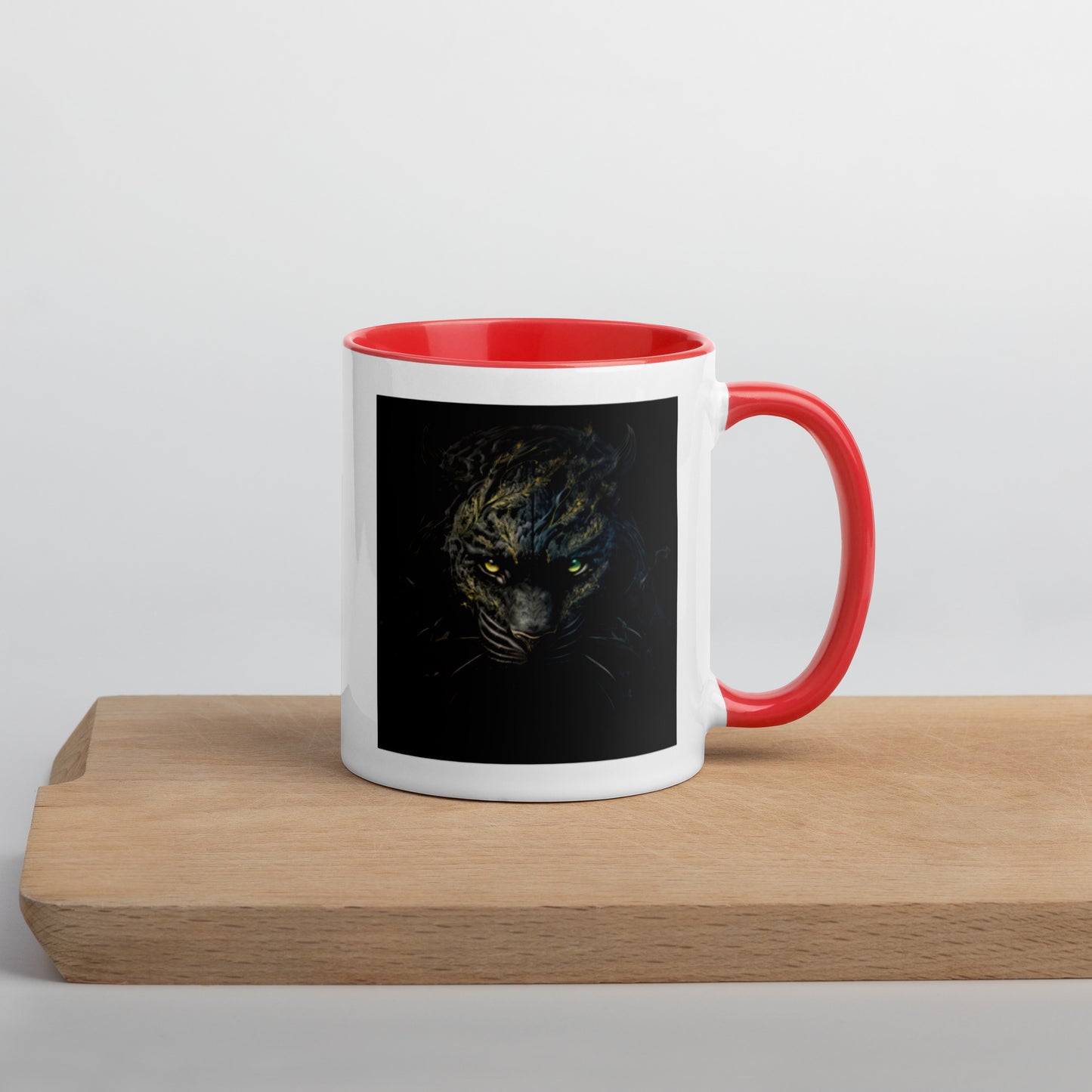 Black Tiger Mugs with Color Inside