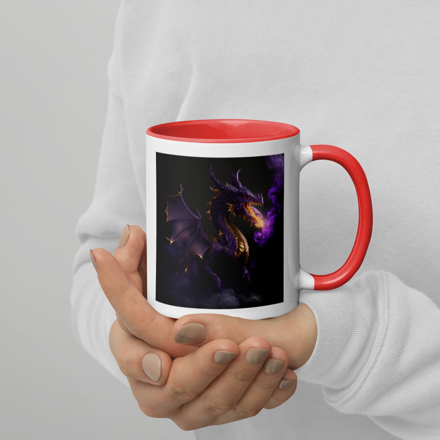 Purple Fire Breathing Dragon Coffee Mug With Color Inside