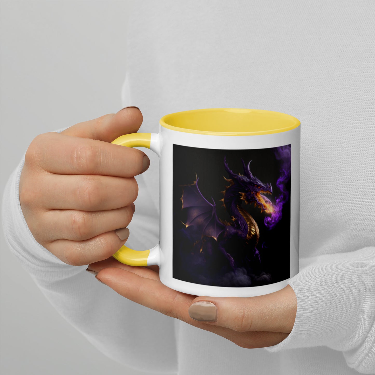 Purple Fire Breathing Dragon Coffee Mug With Color Inside