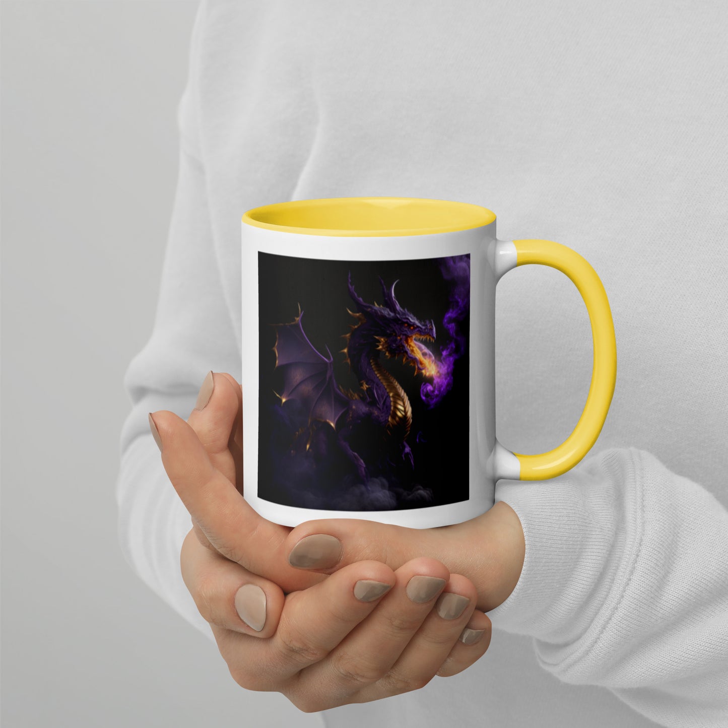 Purple Fire Breathing Dragon Coffee Mug With Color Inside